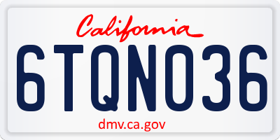 CA license plate 6TQN036