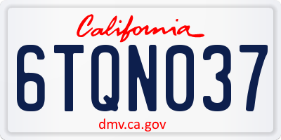 CA license plate 6TQN037