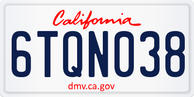 CA license plate 6TQN038