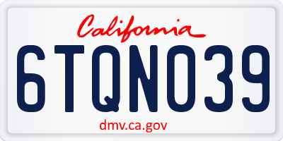 CA license plate 6TQN039