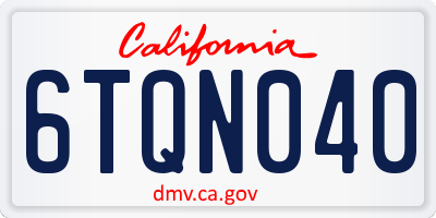 CA license plate 6TQN040