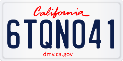 CA license plate 6TQN041