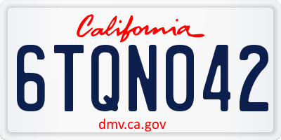 CA license plate 6TQN042