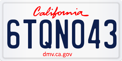CA license plate 6TQN043