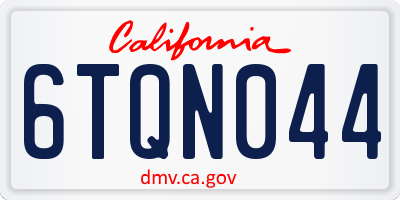 CA license plate 6TQN044