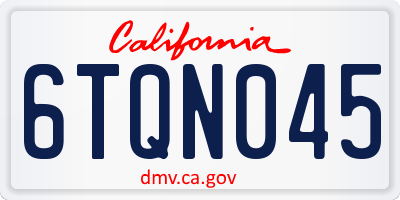 CA license plate 6TQN045