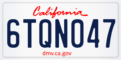 CA license plate 6TQN047