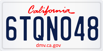 CA license plate 6TQN048