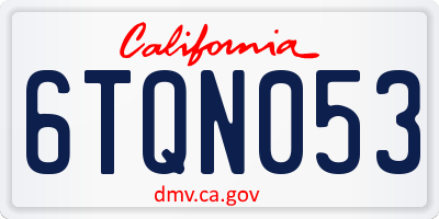 CA license plate 6TQN053