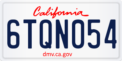 CA license plate 6TQN054