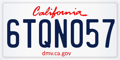 CA license plate 6TQN057