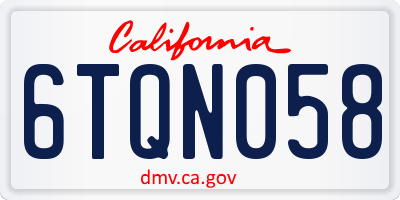 CA license plate 6TQN058