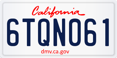 CA license plate 6TQN061