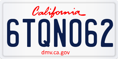 CA license plate 6TQN062
