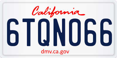CA license plate 6TQN066