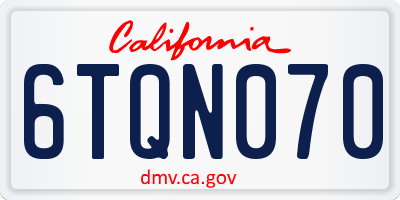 CA license plate 6TQN070