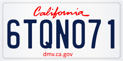CA license plate 6TQN071