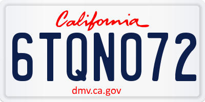 CA license plate 6TQN072