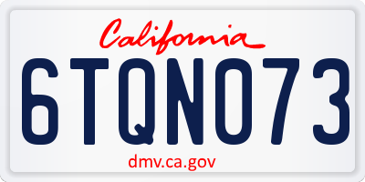 CA license plate 6TQN073