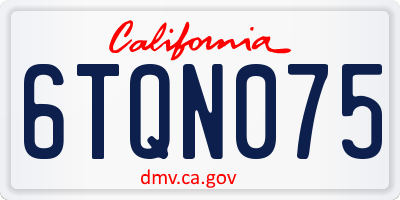 CA license plate 6TQN075
