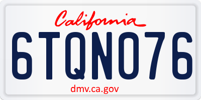CA license plate 6TQN076