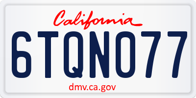 CA license plate 6TQN077