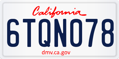 CA license plate 6TQN078