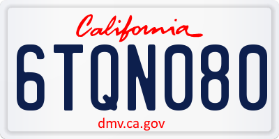 CA license plate 6TQN080