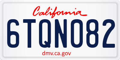 CA license plate 6TQN082