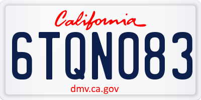 CA license plate 6TQN083