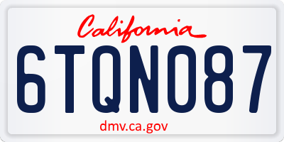 CA license plate 6TQN087