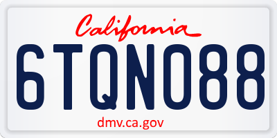 CA license plate 6TQN088