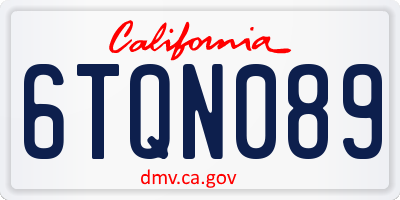 CA license plate 6TQN089