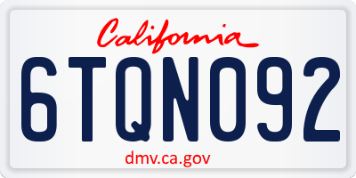 CA license plate 6TQN092