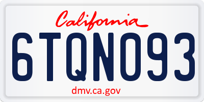 CA license plate 6TQN093