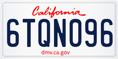 CA license plate 6TQN096