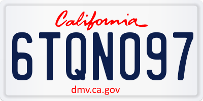 CA license plate 6TQN097