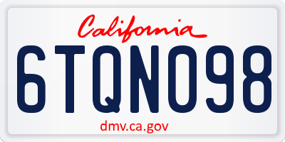 CA license plate 6TQN098