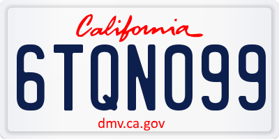 CA license plate 6TQN099