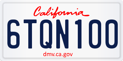 CA license plate 6TQN100