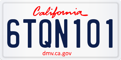 CA license plate 6TQN101