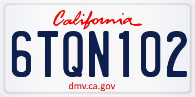 CA license plate 6TQN102