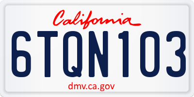 CA license plate 6TQN103