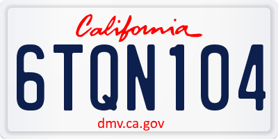 CA license plate 6TQN104