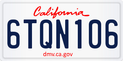 CA license plate 6TQN106