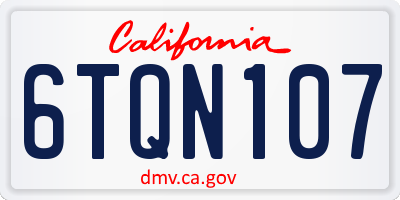 CA license plate 6TQN107