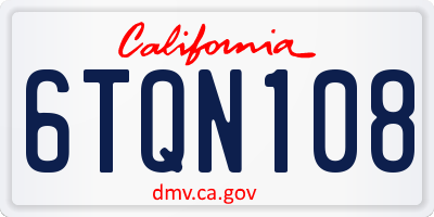 CA license plate 6TQN108