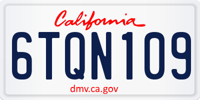 CA license plate 6TQN109