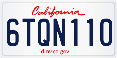 CA license plate 6TQN110