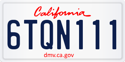 CA license plate 6TQN111